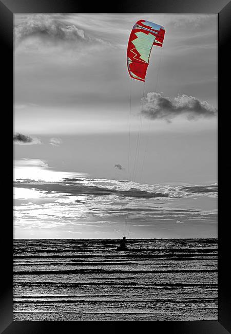 Kite Surfing Framed Print by Roger Green
