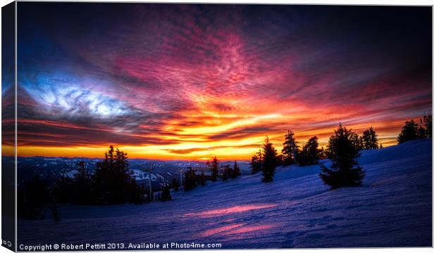 Winter Sunset Canvas Print by Robert Pettitt