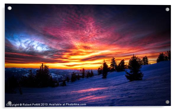 Winter Sunset Acrylic by Robert Pettitt