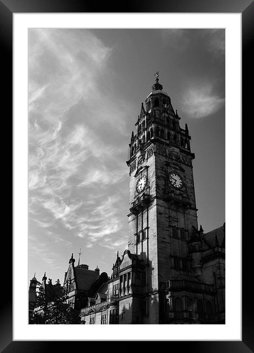 Sheffield Town Hall in Mono Framed Mounted Print by Darren Galpin
