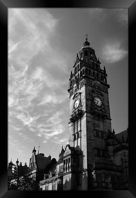 Sheffield Town Hall in Mono Framed Print by Darren Galpin