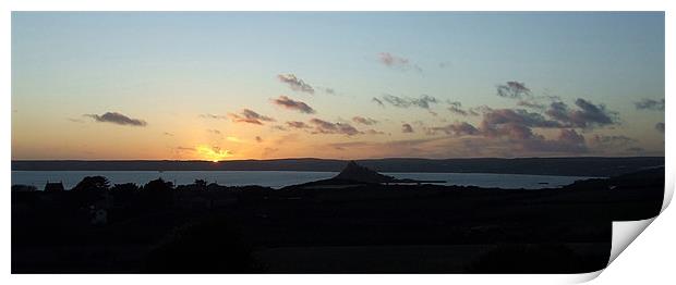 Sunset  on St Michaels Mount Print by Carol Young