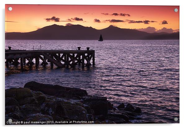 Arran Sunset Acrylic by Paul Messenger