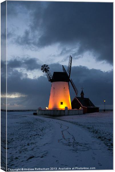 Snowy Lytham Morning Canvas Print by Andrew Rotherham