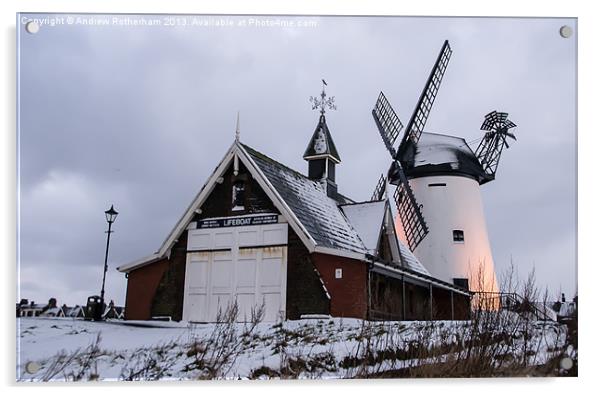 Windmill in the Snow Acrylic by Andrew Rotherham