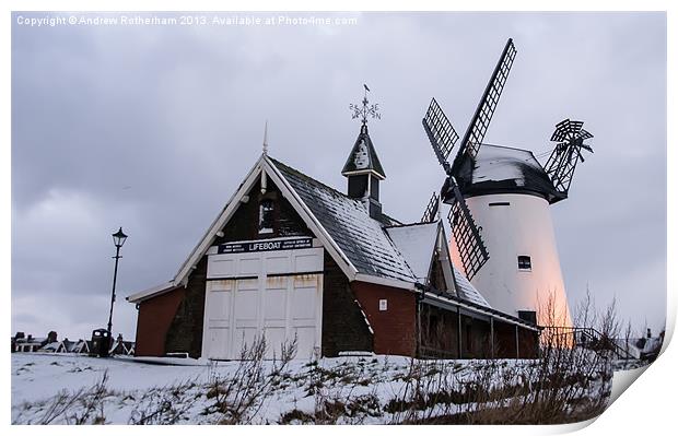 Windmill in the Snow Print by Andrew Rotherham