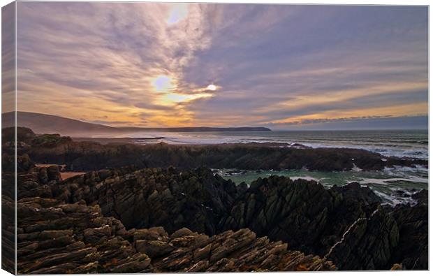 Woolacombe Rocky Coastline Canvas Print by Stephen Walters