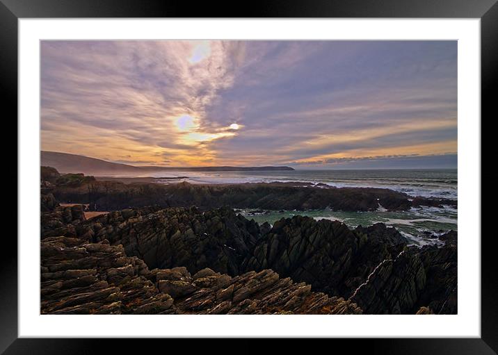 Woolacombe Rocky Coastline Framed Mounted Print by Stephen Walters