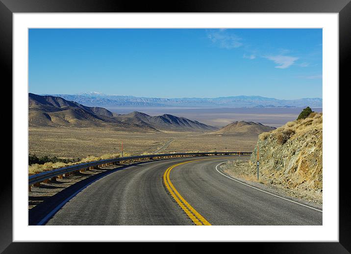 Highway 844, Nevada Framed Mounted Print by Claudio Del Luongo
