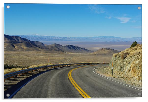 Highway 844, Nevada Acrylic by Claudio Del Luongo
