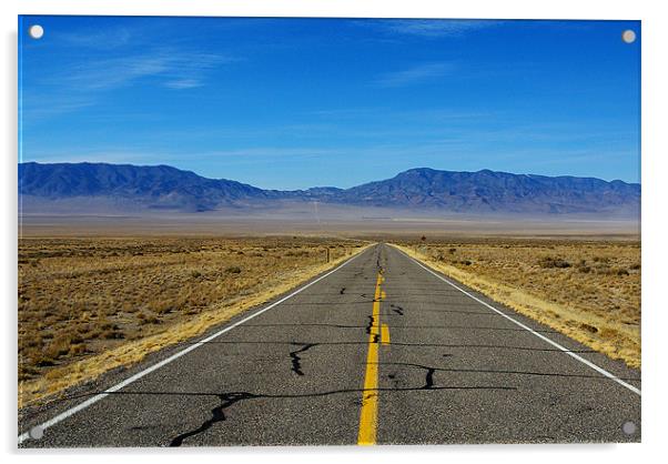 Highway through vast empty spaces, Nevada Acrylic by Claudio Del Luongo