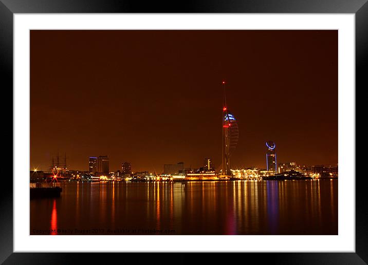 Spinnaker Tower At Night Framed Mounted Print by kelly Draper