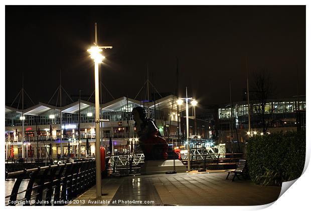 Gunwharf Quay At Night Print by Jules Camfield