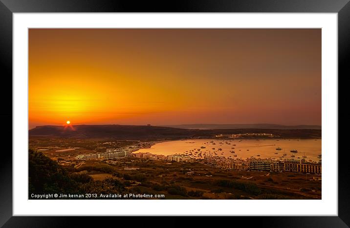 Sunset Over Mellieha Bay Framed Mounted Print by Jim kernan