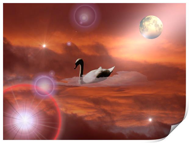 Sky Swanning! Print by Heather Goodwin