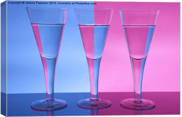 Two Colour Three Wine Glasses Canvas Print by Valerie Paterson