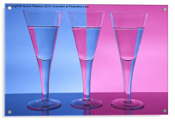Two Colour Three Wine Glasses Acrylic by Valerie Paterson