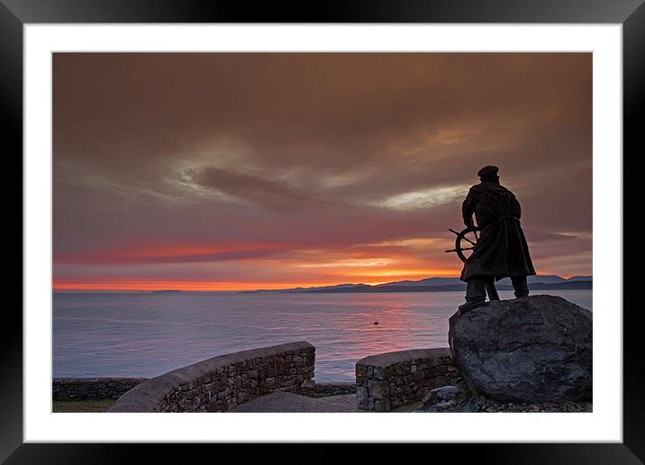 Dic Evans Statue at Moelfre at Sunrise on the Isle Framed Mounted Print by Gail Johnson