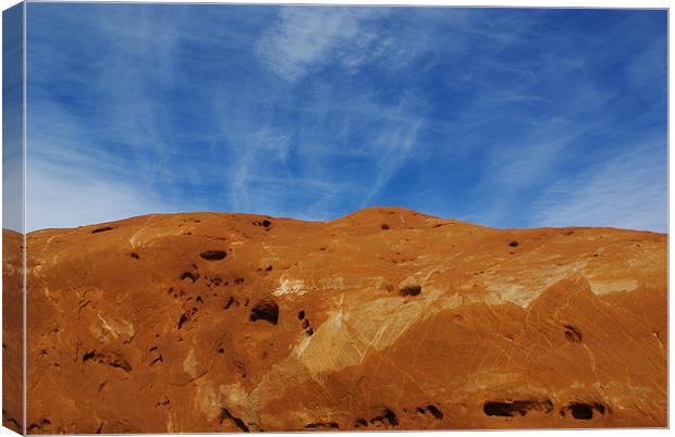 Crossed stripes on red rock and blue sky, Utah Canvas Print by Claudio Del Luongo
