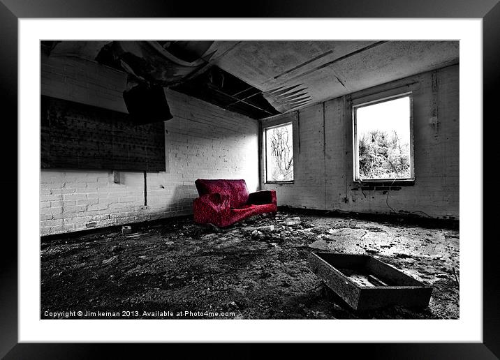 The Red Sofa Framed Mounted Print by Jim kernan
