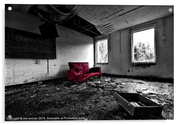 The Red Sofa Acrylic by Jim kernan
