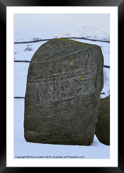 Lone Stone (Winter) Framed Mounted Print by Paul Leviston