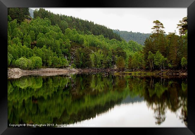 Tree lined Scottish Loch Framed Print by Steve Hughes