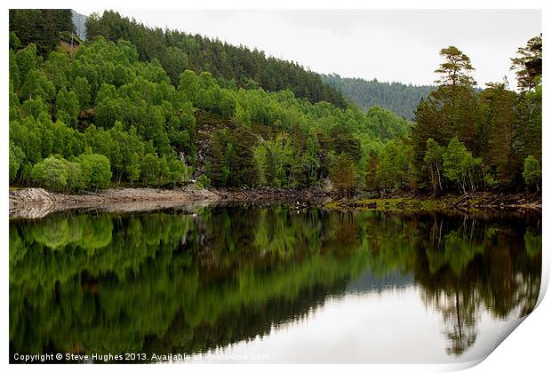 Tree lined Scottish Loch Print by Steve Hughes
