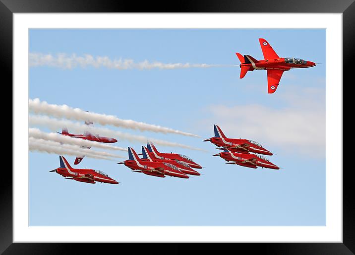 Red arrows break to land Framed Mounted Print by Rachel & Martin Pics
