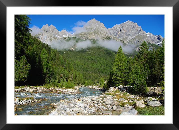 Scenery near S-Charl, Switzerland Framed Mounted Print by Claudio Del Luongo