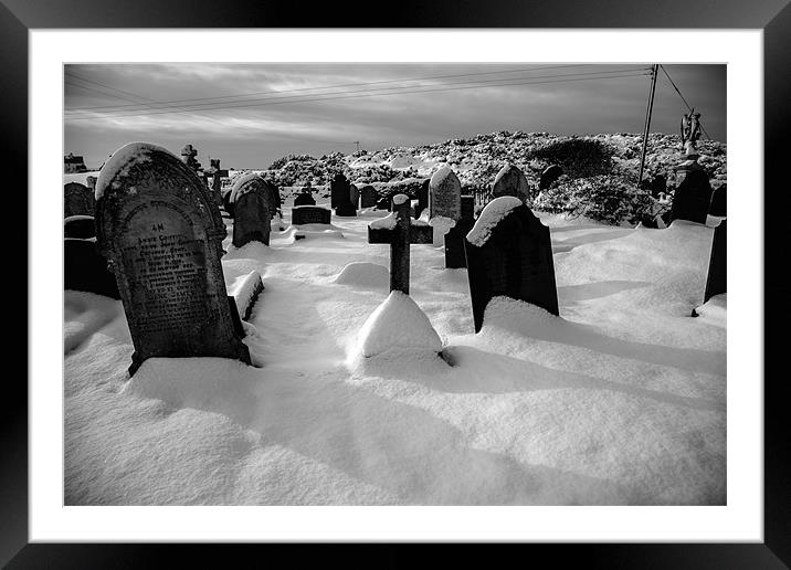 Graveyard in Snow Framed Mounted Print by Gail Johnson