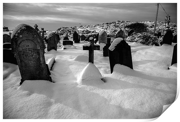 Graveyard in Snow Print by Gail Johnson