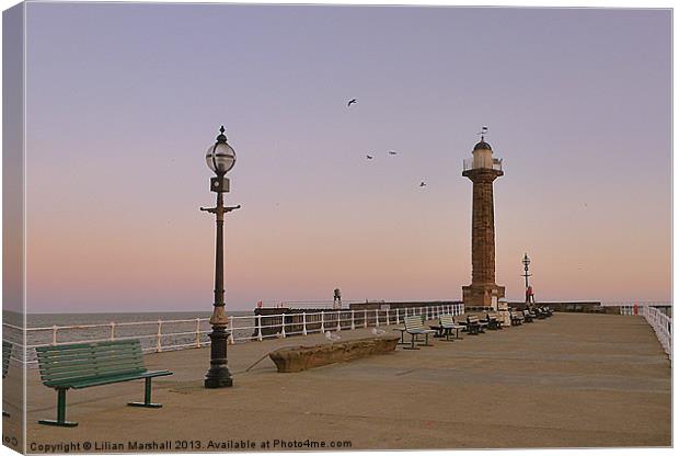 West Cliff Pier. Whitby. Canvas Print by Lilian Marshall