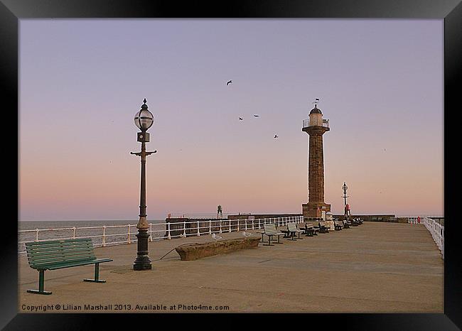 West Cliff Pier. Whitby. Framed Print by Lilian Marshall