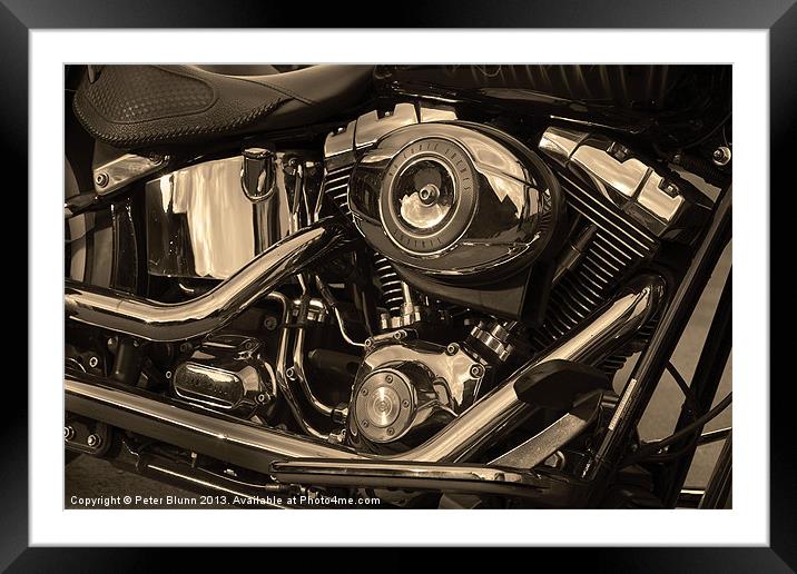 Harley Davidson Power Plant Framed Mounted Print by Peter Blunn