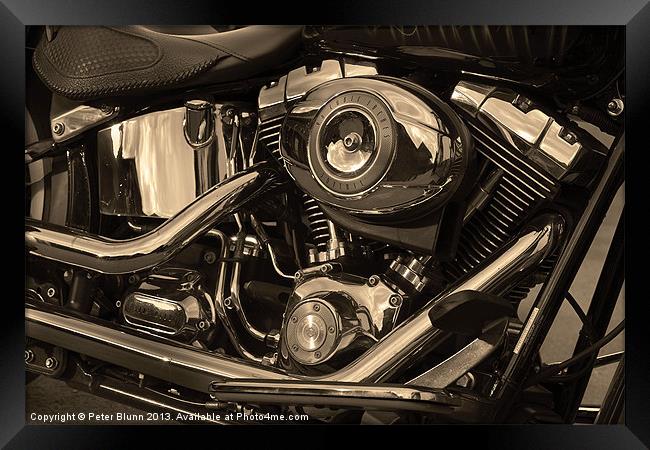 Harley Davidson Power Plant Framed Print by Peter Blunn