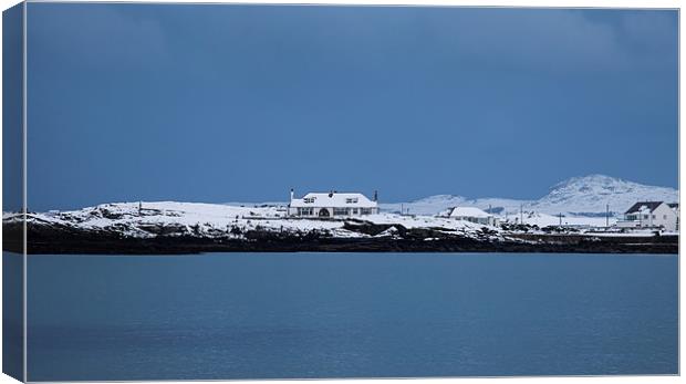 Snow on Trearddur Bay Canvas Print by Gail Johnson