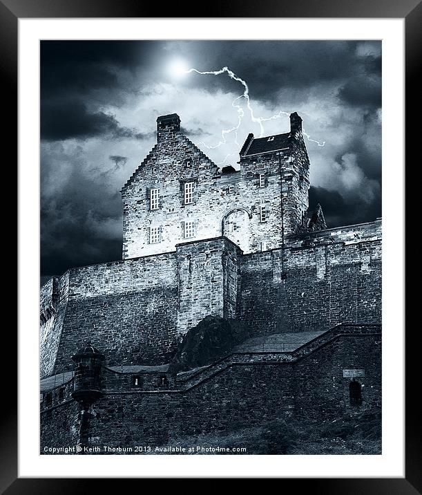 Lightning over Edinburgh Castle. Framed Mounted Print by Keith Thorburn EFIAP/b