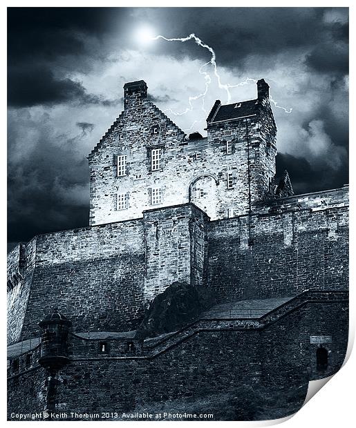 Lightning over Edinburgh Castle. Print by Keith Thorburn EFIAP/b