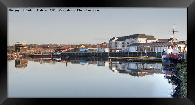 Reflection on Irvine Harbour Framed Print by Valerie Paterson