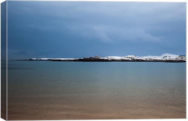 Snow on Trearddur Bay  Canvas Print by Gail Johnson