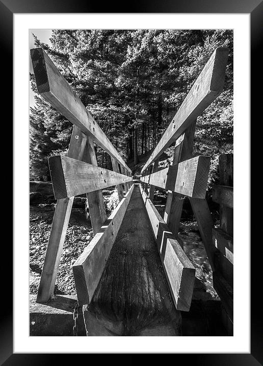 Bridge over not so troubled water - mono Framed Mounted Print by Jonathan Swetnam