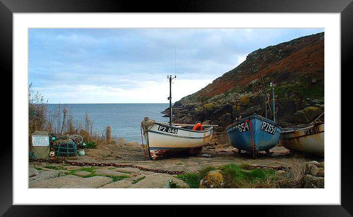 Penberth landing Framed Mounted Print by Carol Young