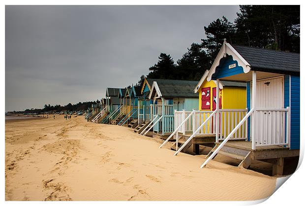 Wells Beach huts Holkham Norfolk Print by Oxon Images