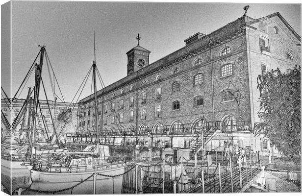 St Katherines Dock London sketch Canvas Print by David Pyatt