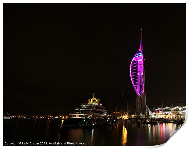 The Spinnaker Tower At Night Print by kelly Draper