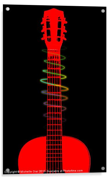 Neon Guitar Acrylic by Michelle Orai