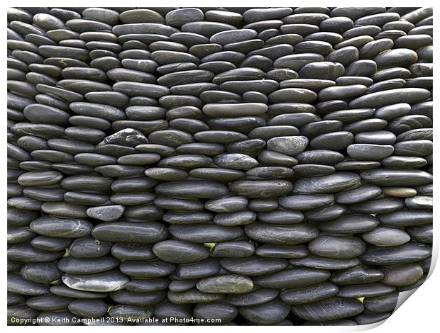Wall of pebbles Print by Keith Campbell