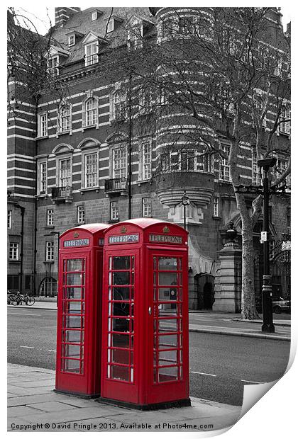 Red Phone Boxes Print by David Pringle