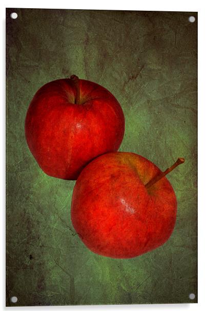 Two red apples.. Acrylic by Nadeesha Jayamanne